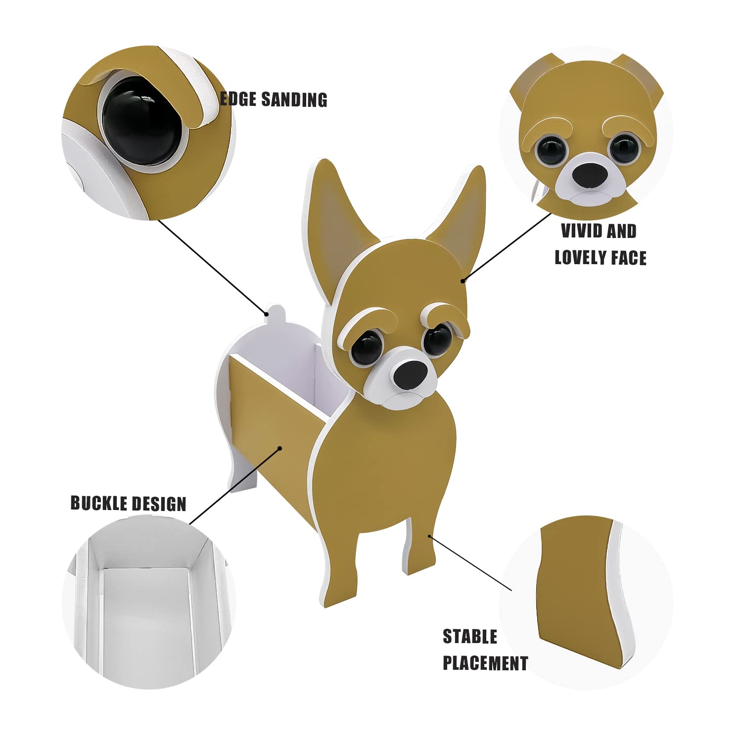 Onecen Big Dog Planter PVC Animal Plant Pots Outdoor Indoor Garden Office Home Decor Planters Holder for Succulent Flower Large Plant Flower Pots Outside (Brown Chihuahua) - Image 4