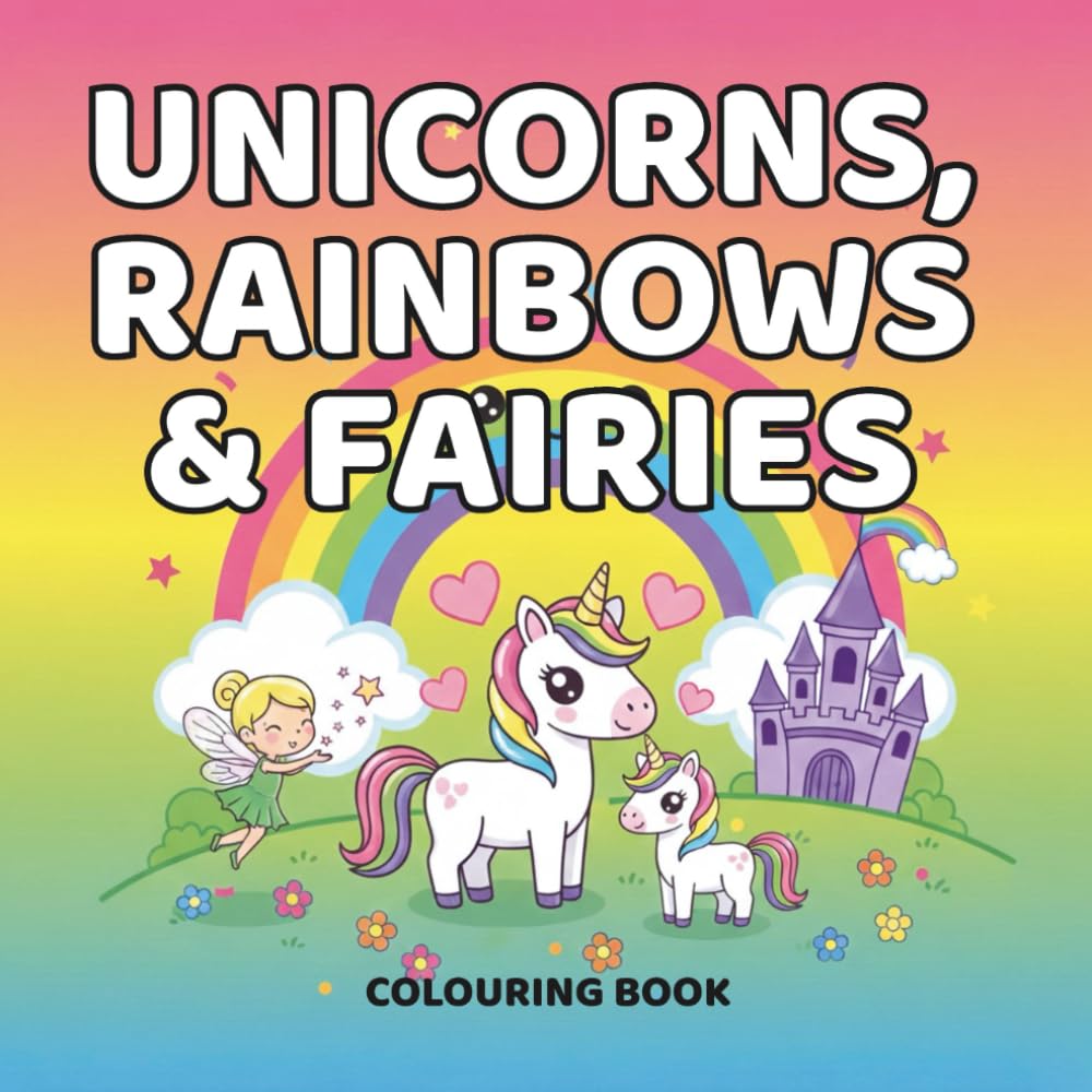 Unicorns, rainbows and fairies colouring book: Simple, Adorable & Magical Colouring Pages for Little Artists