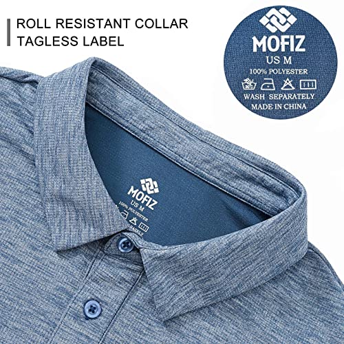 Mofiz Men's Casual Golf Shirts Uv Sun Protection Sport Polo Shirt With Short Sleeve Quick Dry Collared T-Shirt For Athletic Fit Blue Xl #TOP3
