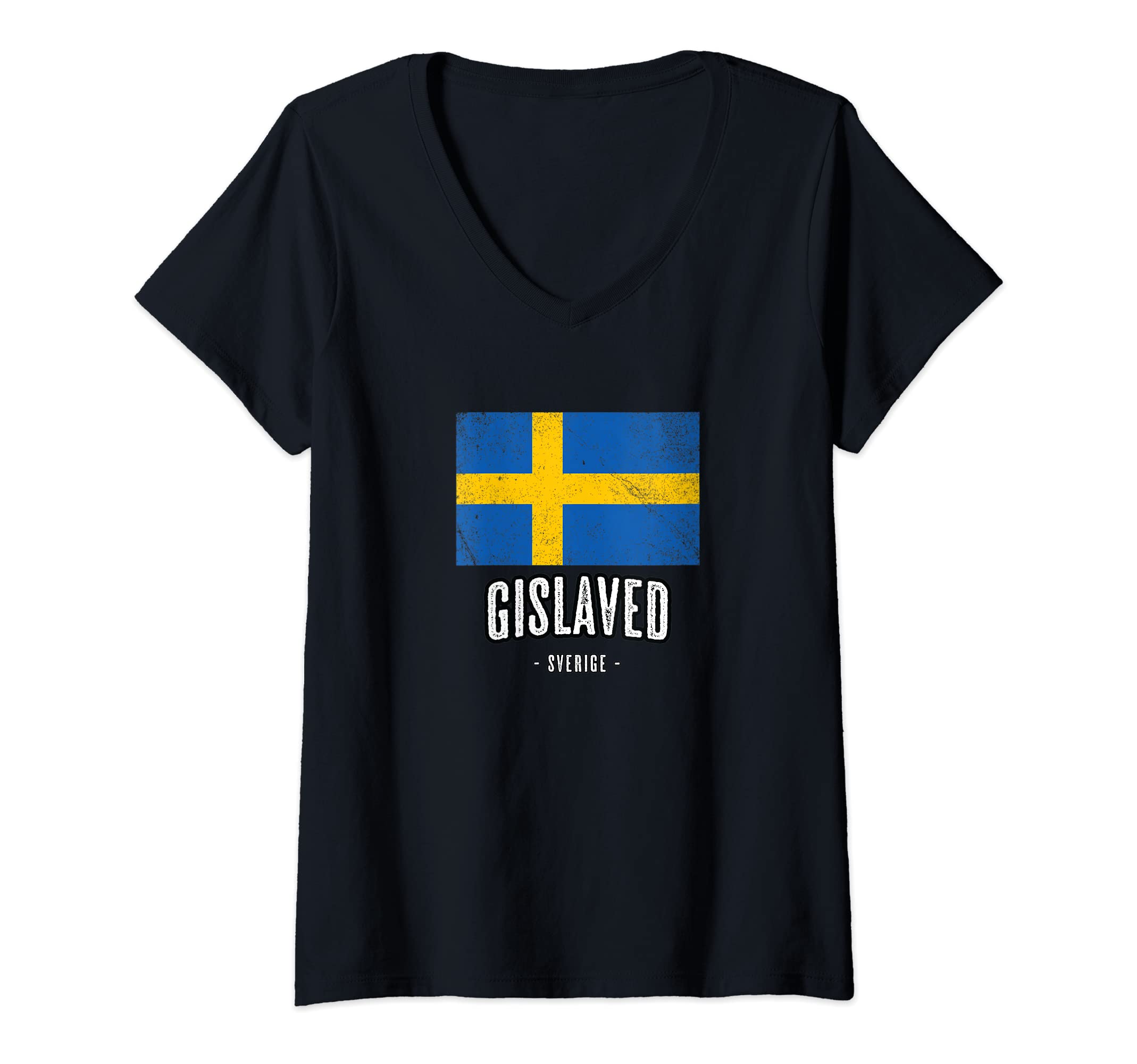 Womens City of Gislaved - Sweden | SE Swedish Flag Merch - Graphic V-Neck T-Shirt