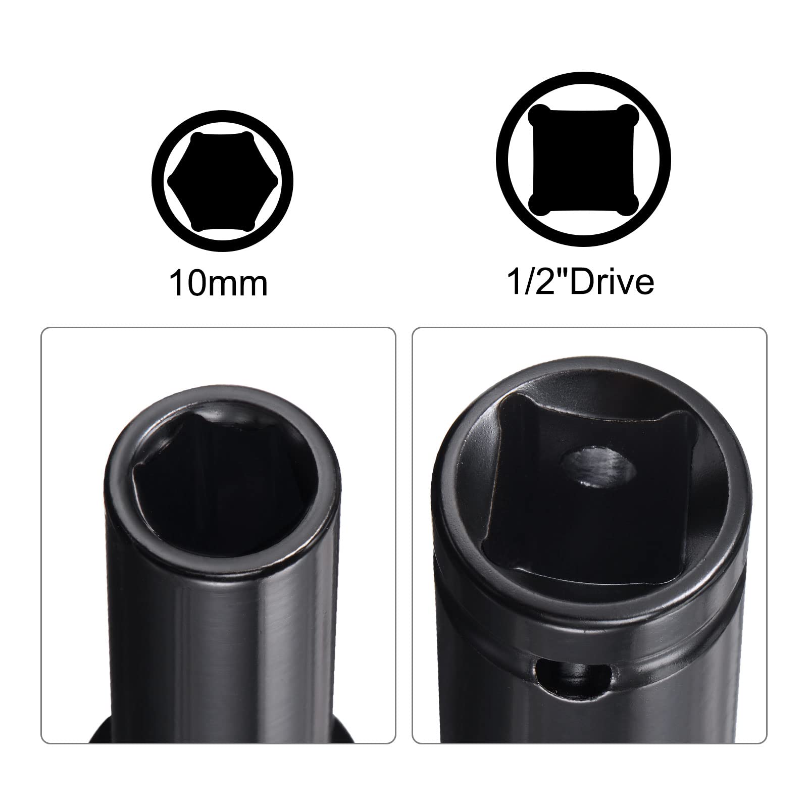 Tiefe 6-Punkt Stecknuss 30mm, 1/2" Antrieb, Mit 1/4" Sechskant-Adapter, Aus Cr-V Stahl Für Hohes Drehmoment