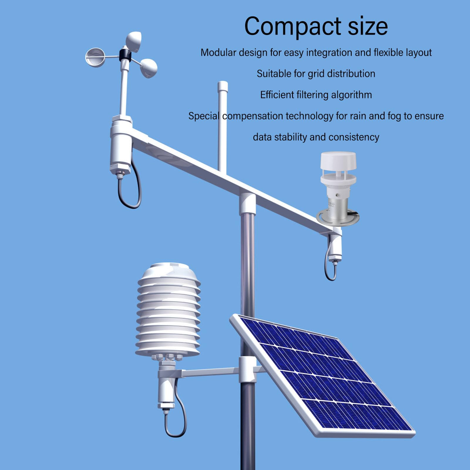 Generic Sensore Meteorologico Ambientale Design Compatto e Affidabile 5 in 1 per Meteorologia Agricola ABS 710 G