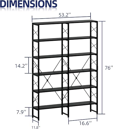 Miniatura 3 de NUMENN Estantería doble ancha de 6 niveles, estantes grandes abiertos, estanterías altas, organizador de almacenamiento de estantes, estante de
