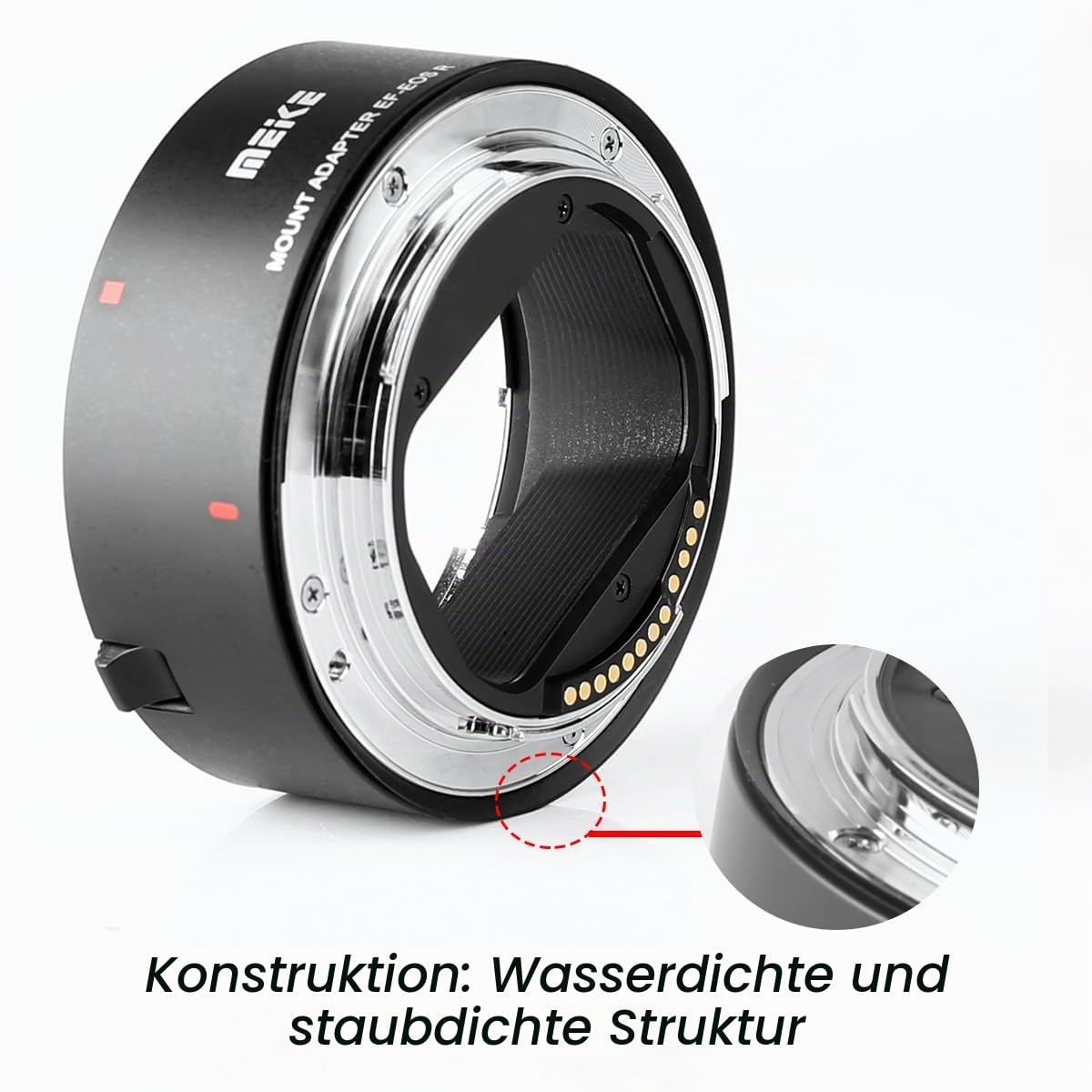 Meike EF-EOSR Metall-Objektivadapter mit Autofokus für Canon EF/EF-S Objektive auf EOS-R, EOS-RP, R5, R6, R7, R10, C70 & RED Komodo Kameras