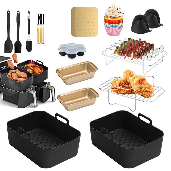 Accesorios para freidoras de aire caliente Ninja Foodi AF400EU, AF300EU, Emerio, Princess, Innsky, 7,6L/8L/9L/9L/9,5L Dual Zone Freidora de aire caliente, Airfryer Accesorios Set (Plus 7