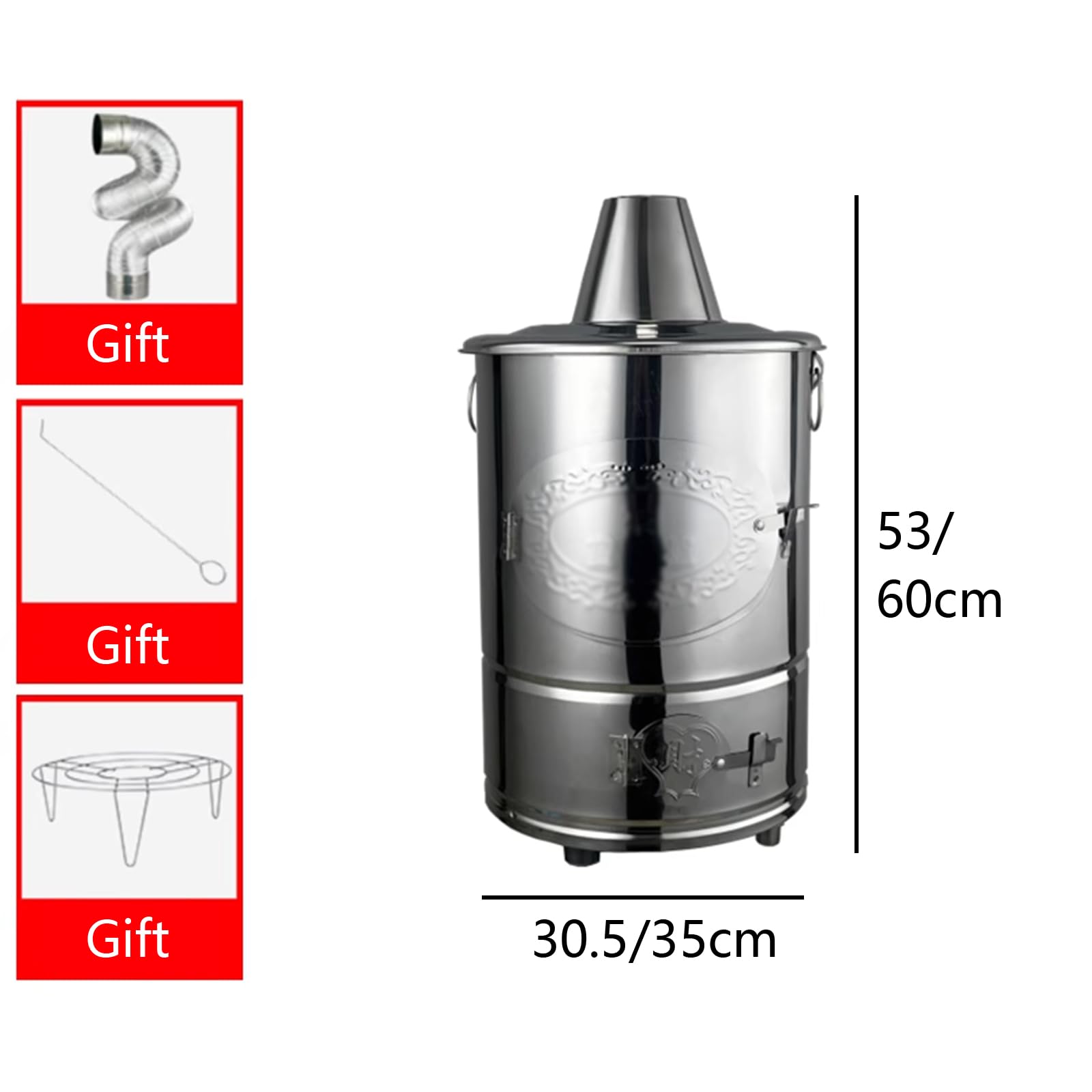 Brasero Exterior, Quemar Barril, Jaula Incineradora con Chimenea, Contenedor Incinerador para Jardín con Gancho para Fuego, para Papel, Hojas, Basura, Patio Trasero, Hoguera