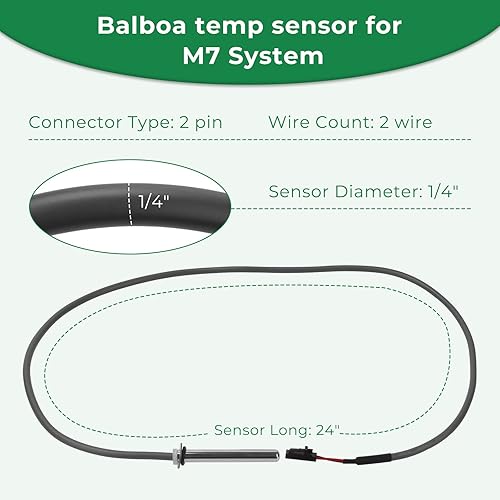Miniatura 2 de Piezas de repuesto de spa para sistema Balboa Sensor M7 con cable de 24 pulgadaslímite alto, 14 pulgadas de diámetro, 2 pines - 1 paquete