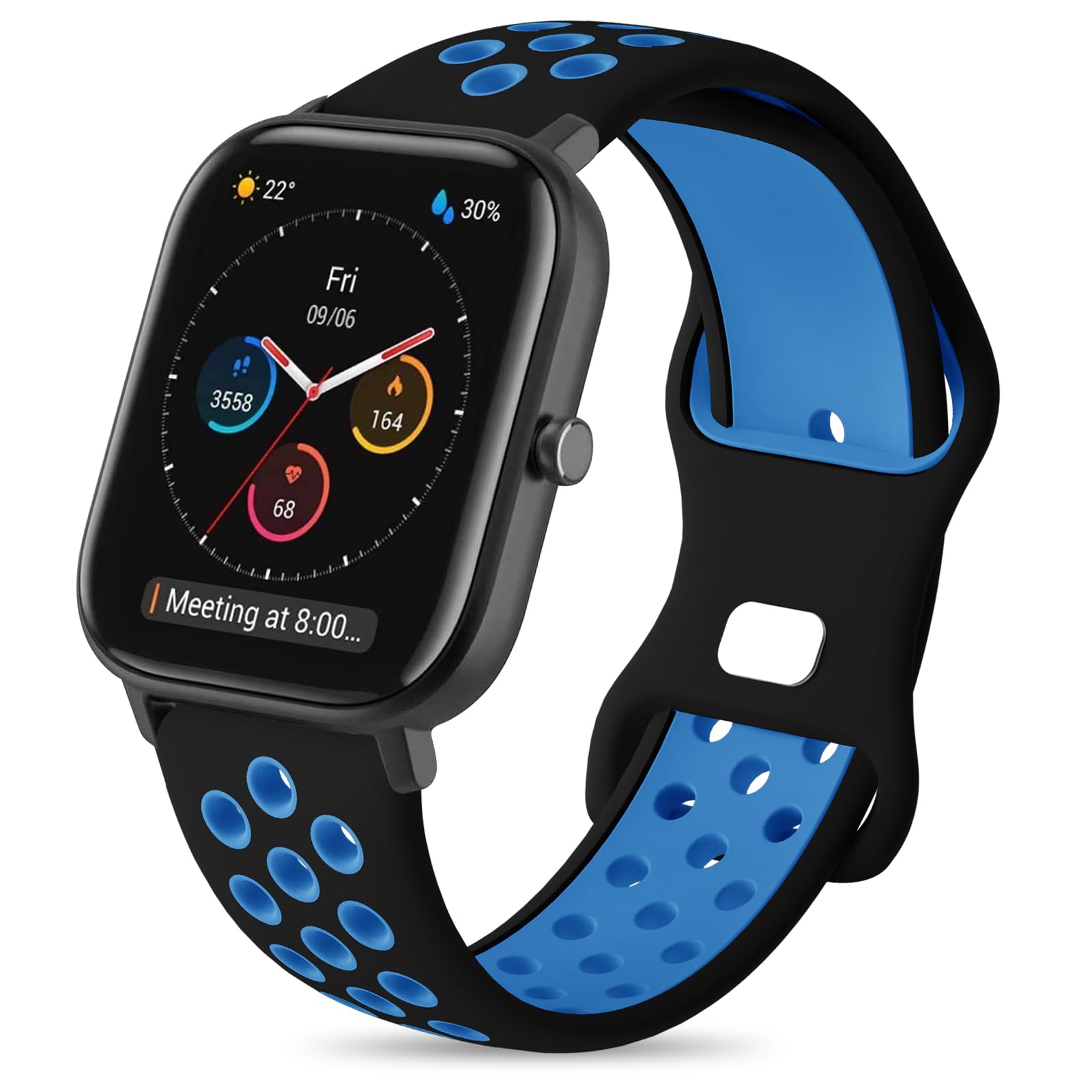 Cinturino per Amazfit GTS, 20mm Silicone Cinturini di Ricambioo per Amazfit GTS 4, GTS 4 Mini, GTS 3, GTS 2, GTS 2 Mini, Amazfit Bip, Bip 3, Bip 3 Pro, Bip U, Bip U Pro, GTR Mini, Amazfit Active