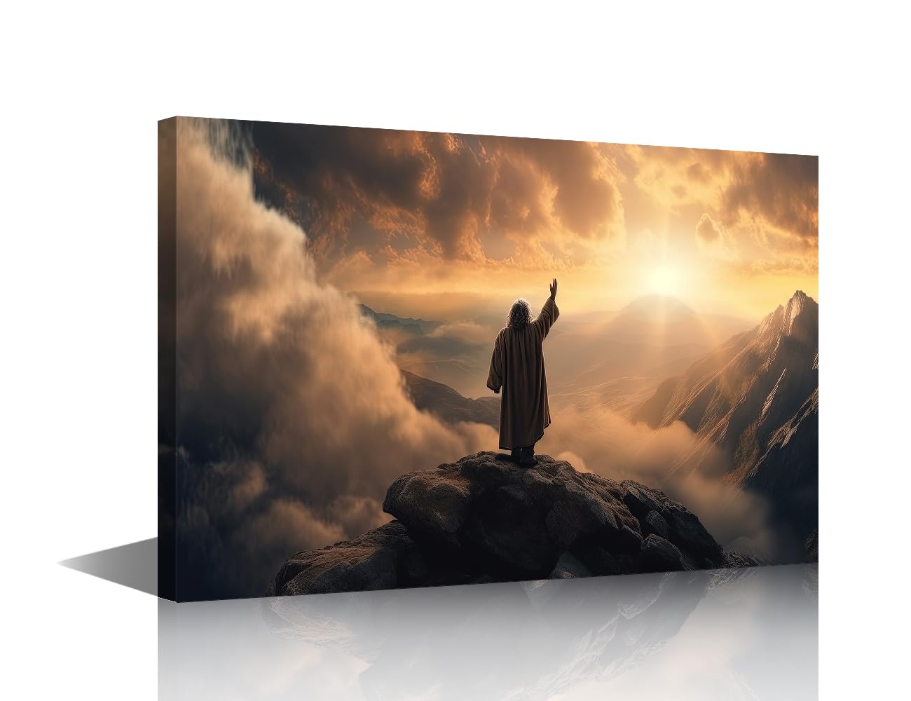 TISHIRON Jesus Wall Art Christian Pictures Print On Canvas Modern Artwork Son of God Wall Art for Living Room Office Giclee Gallery Wrapped Posters and Prints Framed Ready to Hang, 16" Wx24 H โ image 1