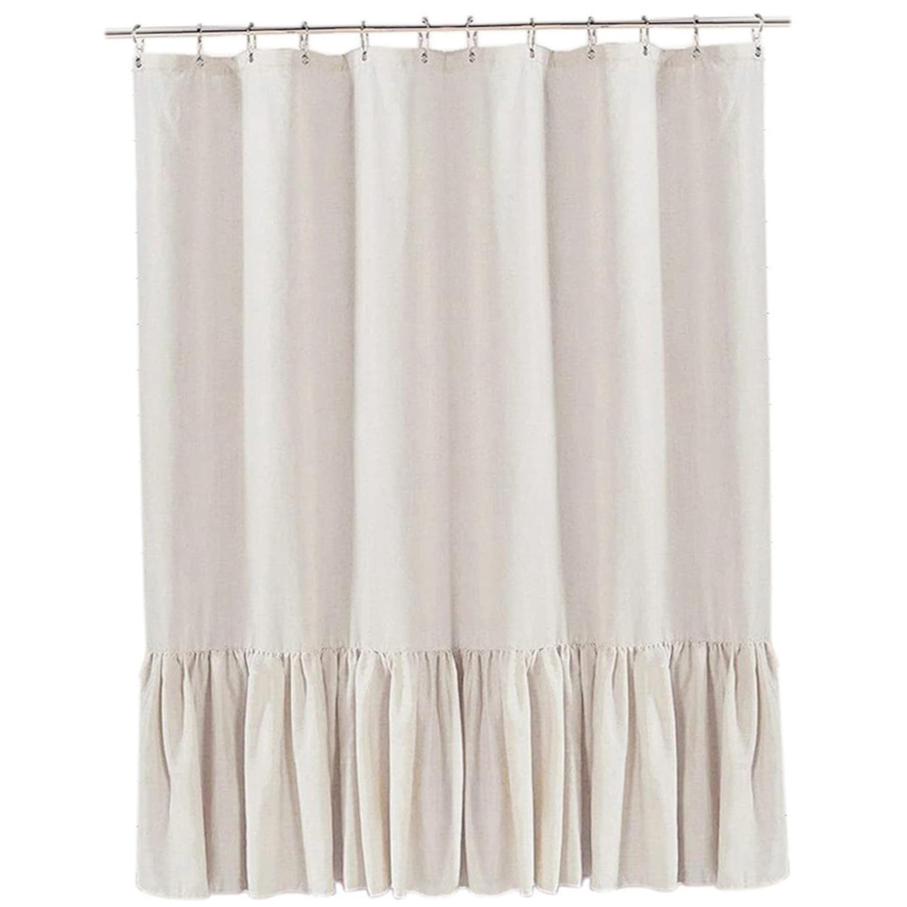 Ginwrek Ruffle Shower Curtains for Bathroom Ruffle Shower Curtain 72x72 Beige Vintage Linen Curtain with Buttonholes for Bathroom Home