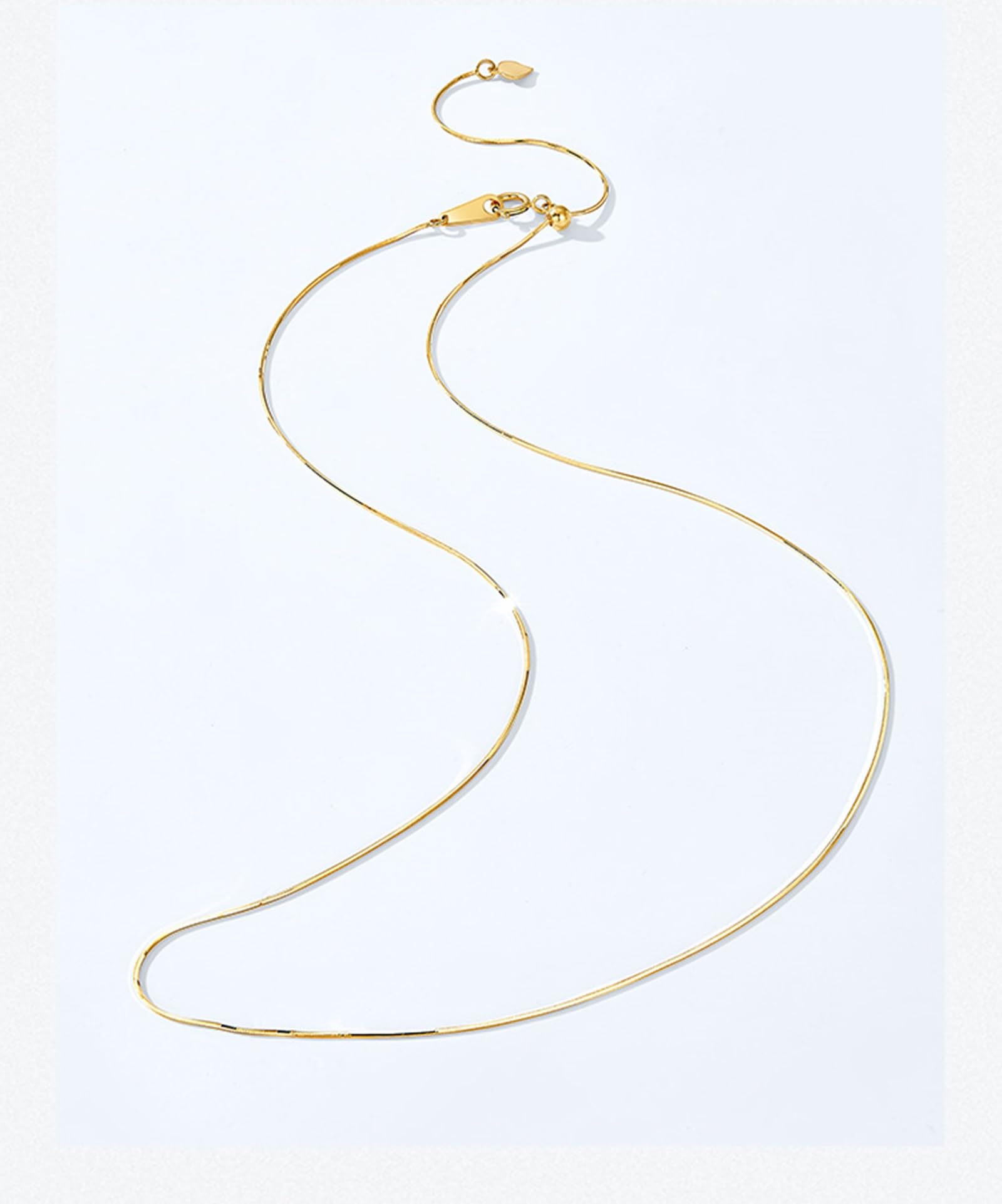 Collares de oro para mujer, cadena de serpiente de oro amarillo simple, cadena amarilla de 14 quilates para ella