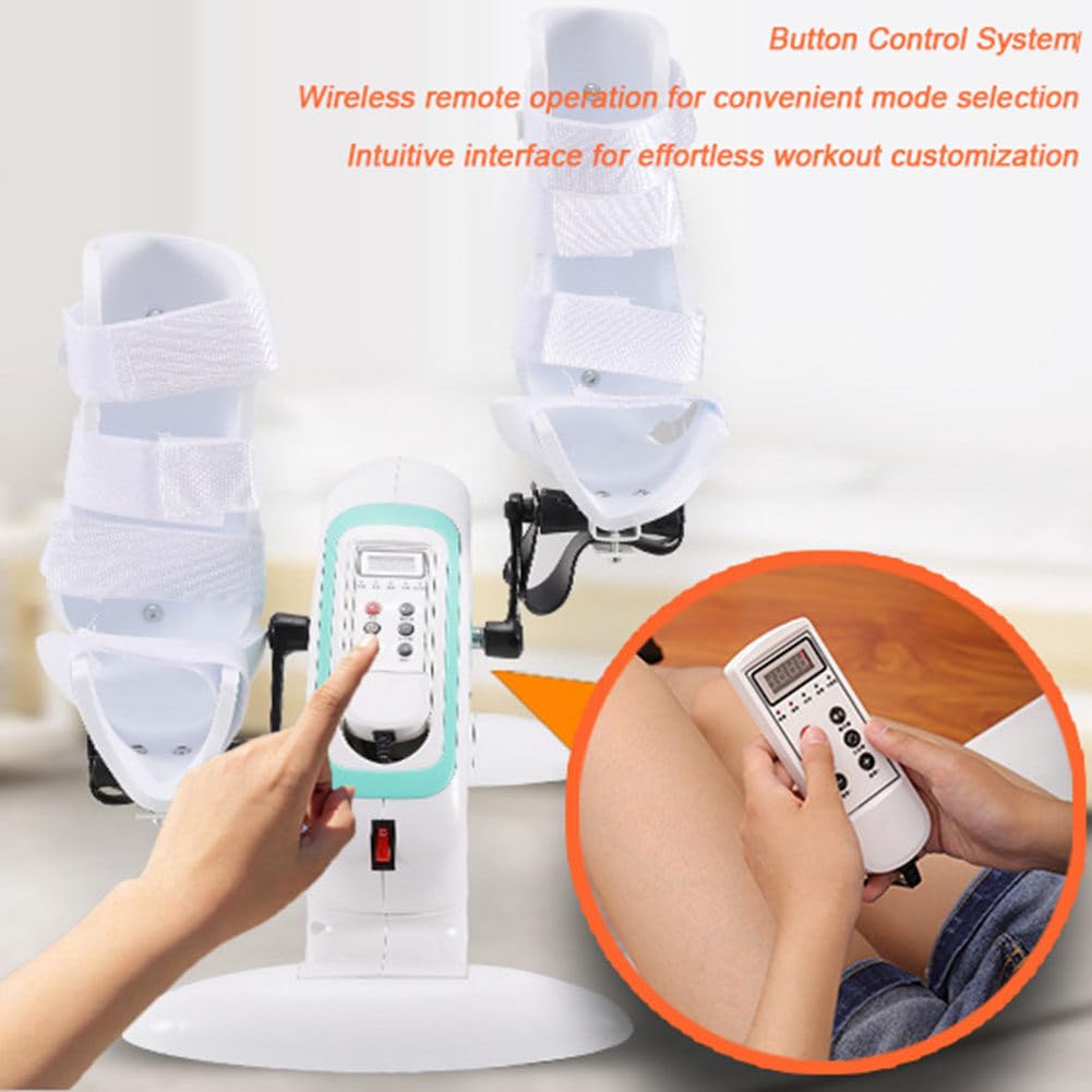 Pedaliera Elettrica per Riabilitazione, Pedaliera Riabilitazione Elettrica con Fascia di Sostegno per Gamba‌, Pedali Cyclette con Telecomando per Allenamento di Braccia e Gambe