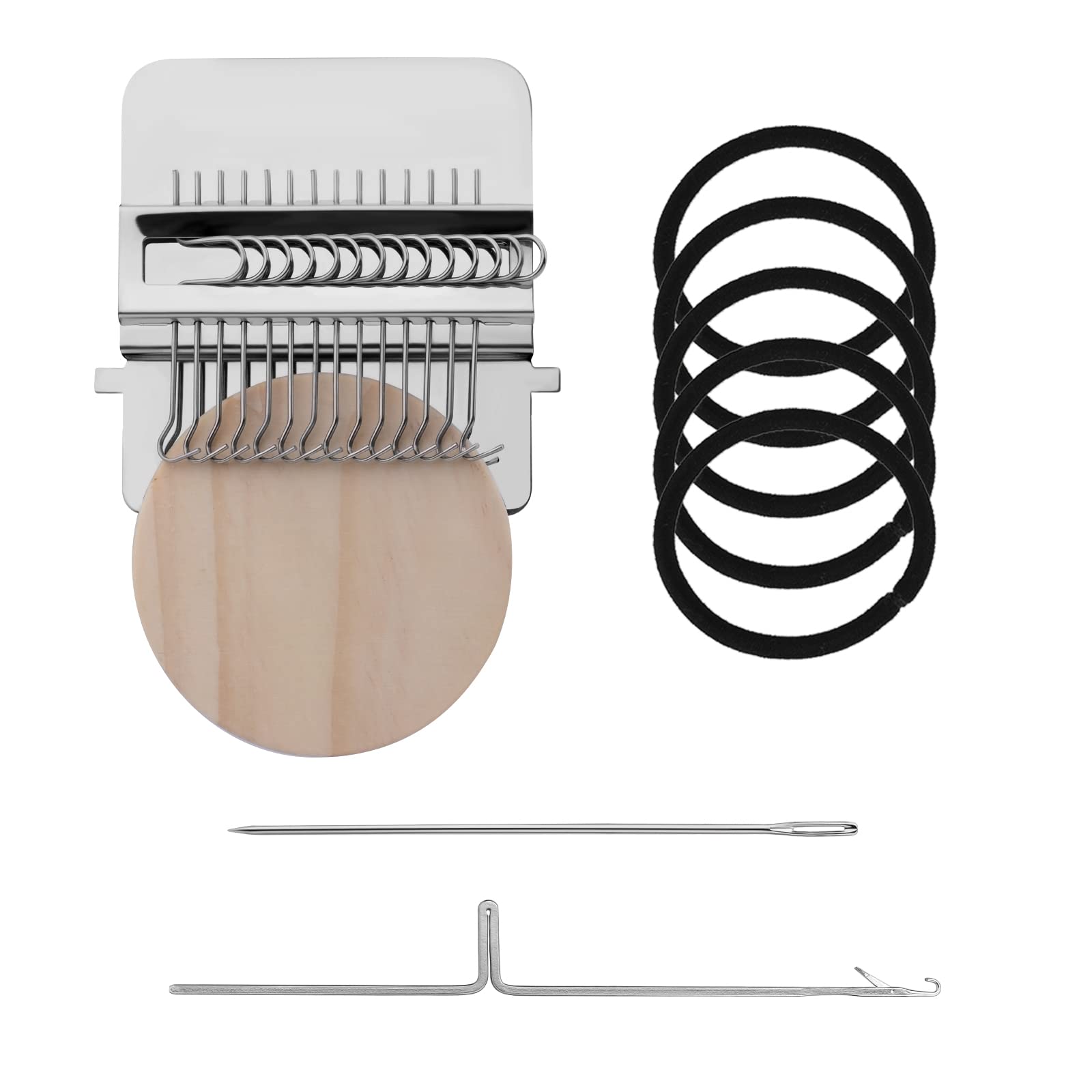 Small Weaving Loom Set - Wooden Speedweve Loom With Complete Accessories, Darning Machine for DIY Mending Sewing, 14 Hooks