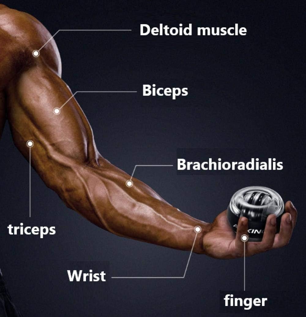 Auto Start Spinner Gyroscopic Wrist and Forearm Exerciser with Auto Start Feature Wrist Force Ball 200kg Metal Men's Self-starting Arm Force Ball Wrist Centrifugal Decompression Five-color Wrist F
