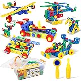Building Blocks STEM Toys Educational Construction Set Engineering Toys Kit Creative Activities Games Learning Gift for Kids 4-8 Years with Toy Storage Box
