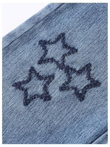 WDIRARA Toddler Girl's Star Pattern Jeans Elastic Waist Straight Leg Denim Pants4
