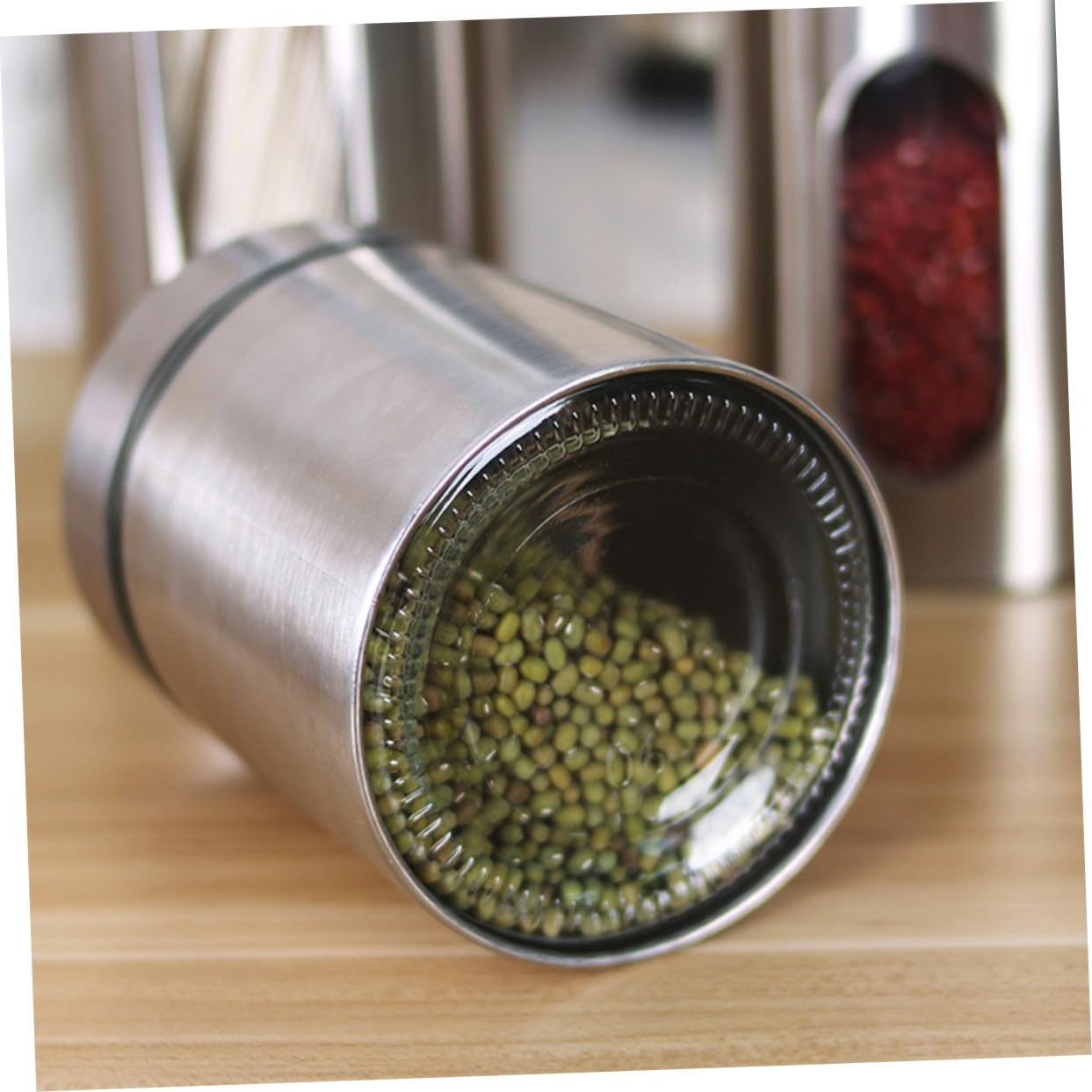 VALICLUD Barattolo per Conservazione Prolungata in Acciaio Inossidabile da 950ml per Alimenti Chiusura Ermetica e Vetro Trasparente in Cucina