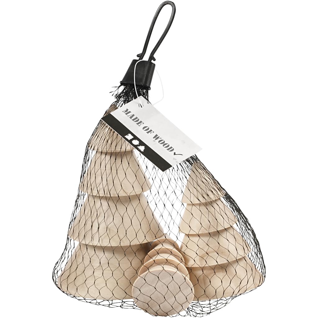 Creativ 100263 Drewniane choinki, H: 5+7,5+10 cm, D: 3,5+5,4+6,7 cm, drewno impregnowane, 3 szt