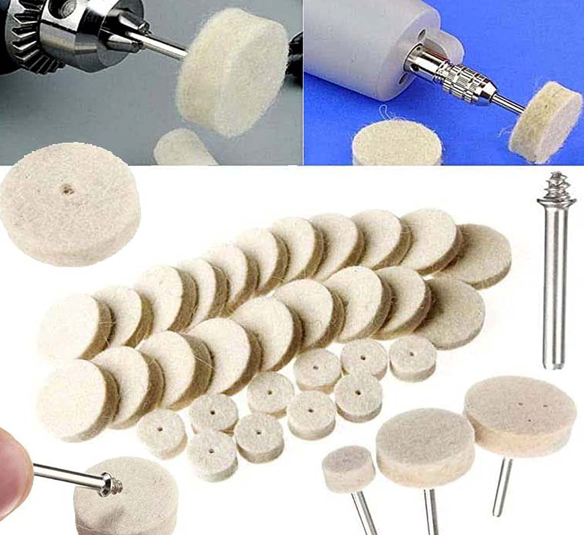 DIY Crafts 25 Pcs, Only 4 Type Felt Pad Cone 1 Mandrel, Wool Felt Polishing Pad & Polishing (25 Pcs, Only 4 Type Felt Pad Cone 1 Mandrel)