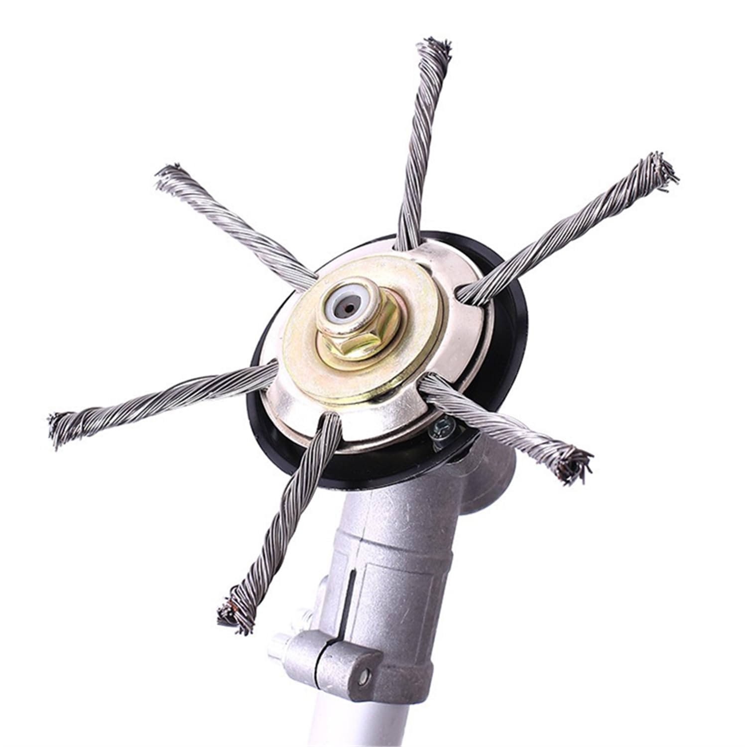 Cepillo profesional para desbrozadora de malezas, potentes tijeras rotativas, cortacésped con cepillo de rueda duradero de alambre de acero, orificio de 25,4 mm, cepillo de alambre para desbrozadora