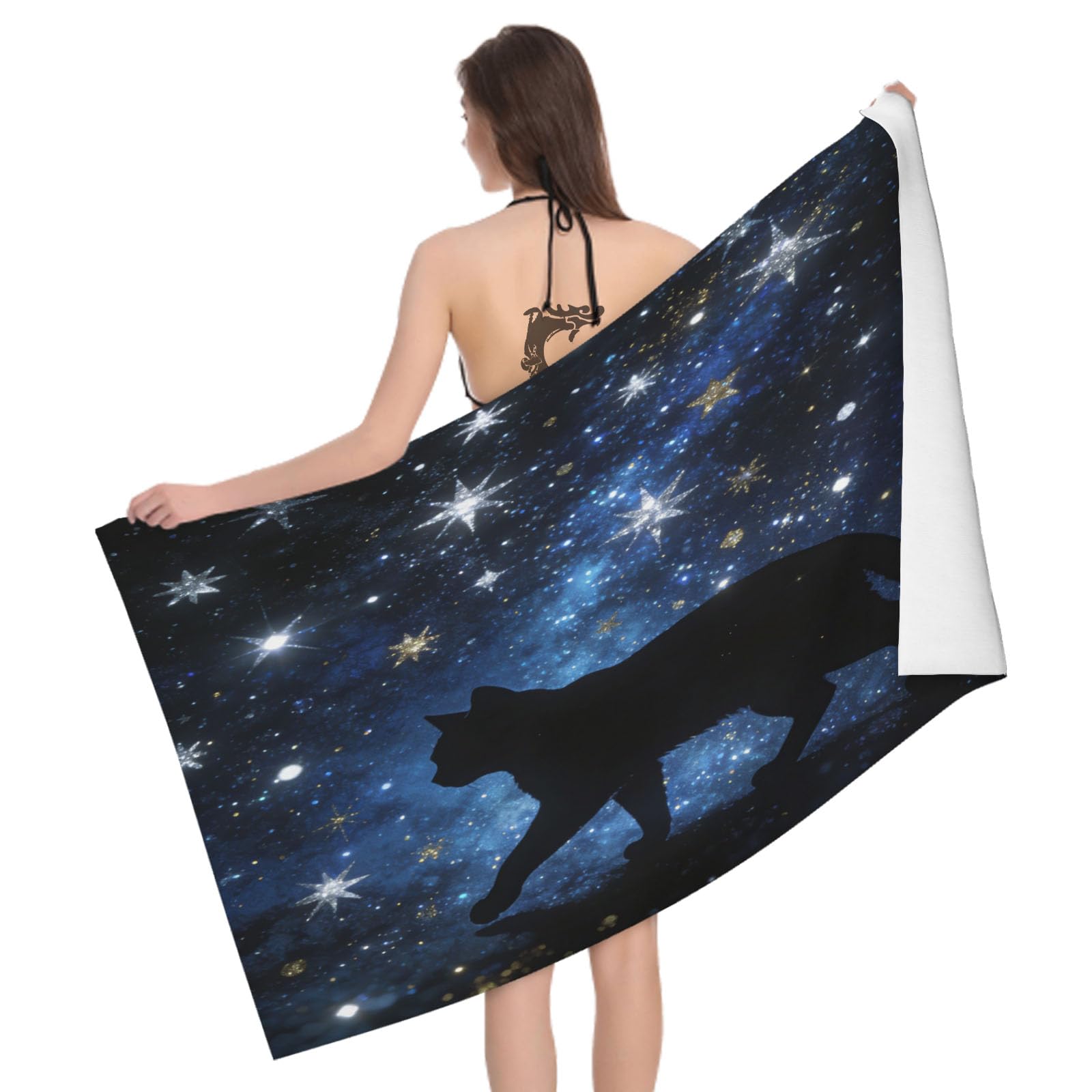 Leichong 3D Starry Sky Beach Towel Microfiber Soft Quick Dry for Adults, Mystical Bath Towel Lightweight Soft Absorbent for Travel Swimming Pool Sports, 75 x 150 cm