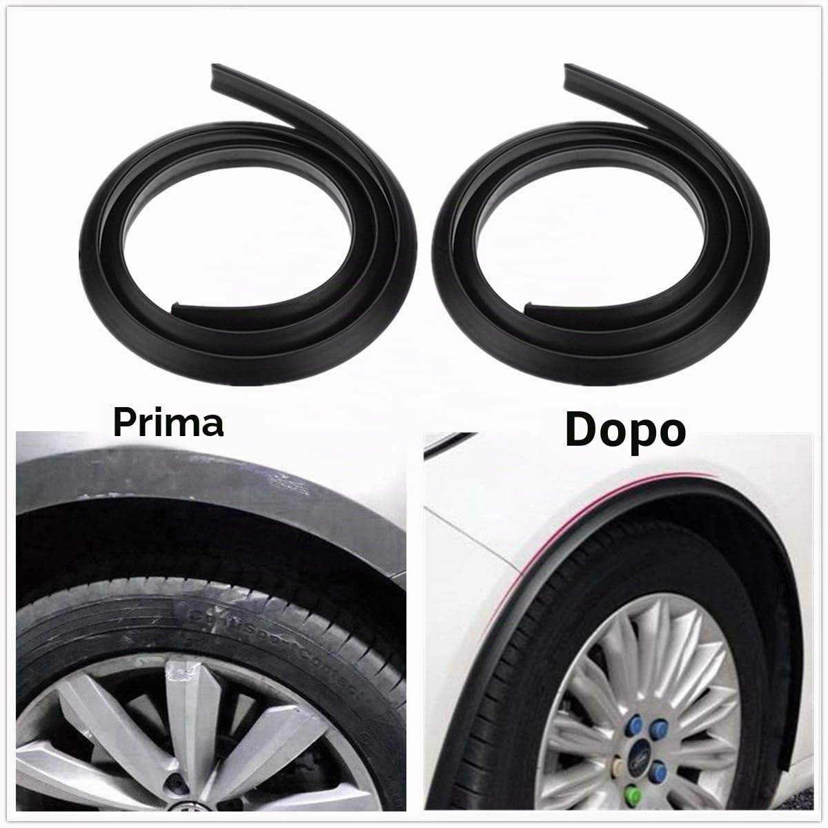 Riloer Parafanghi laterali universali per auto, 2.2 cm x 2 cm triangolare in gomma per protezione dell'arco del sopracciglio, nero