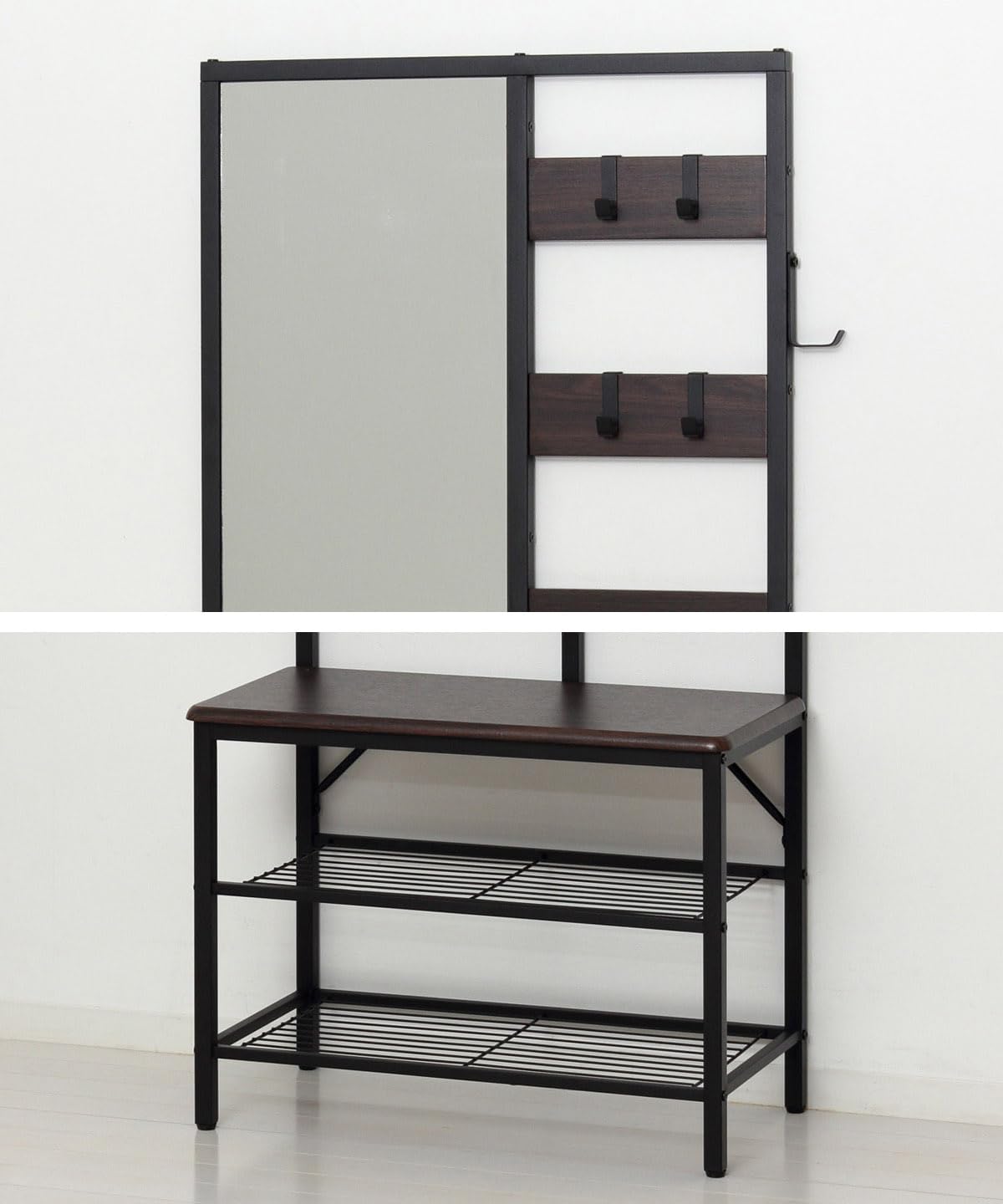 Amazon｜多機能ハンガーラックミラー付 帽子 小物 収納 ブラック