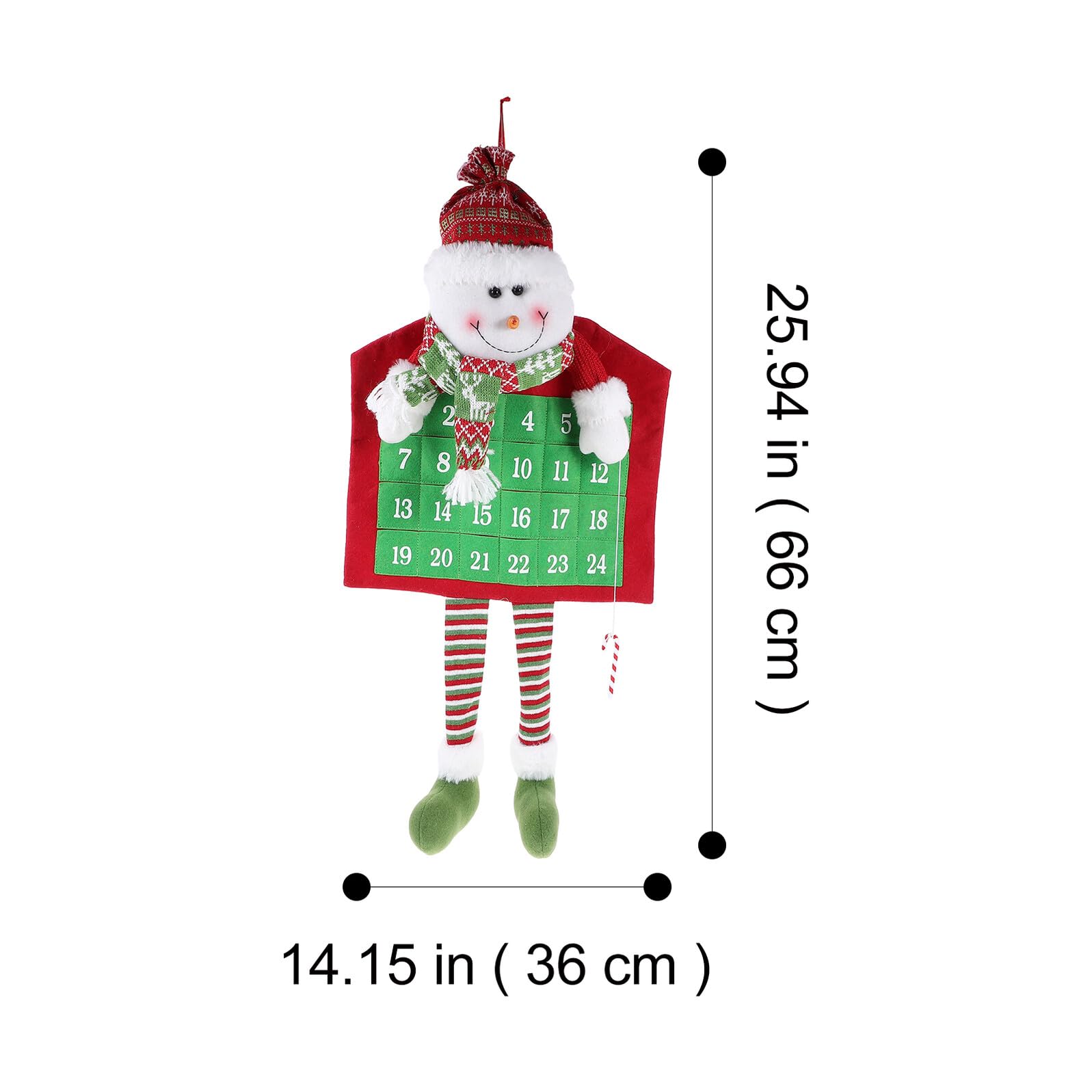 Garneck Calendrier de L’Avent à Suspendre en Tissu Tricoté Décoration Murale de Noël Pendentif Bonhomme de Neige Calendrier Mural Décoratif pour Porte D’Entrée Accessoire Festif de