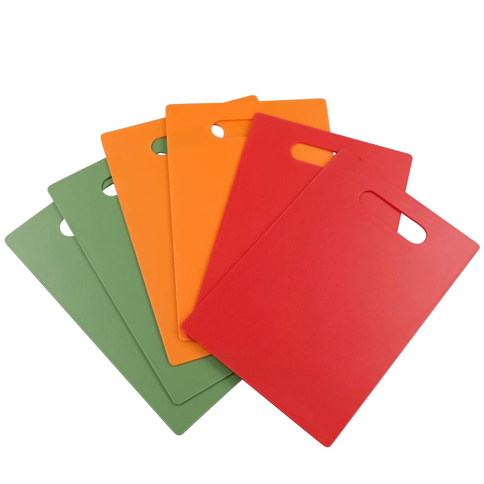 Tyminin Rectangle Plastic Chopping Board Set, Deep Green/Bright Orange/Red, 6 Pieces