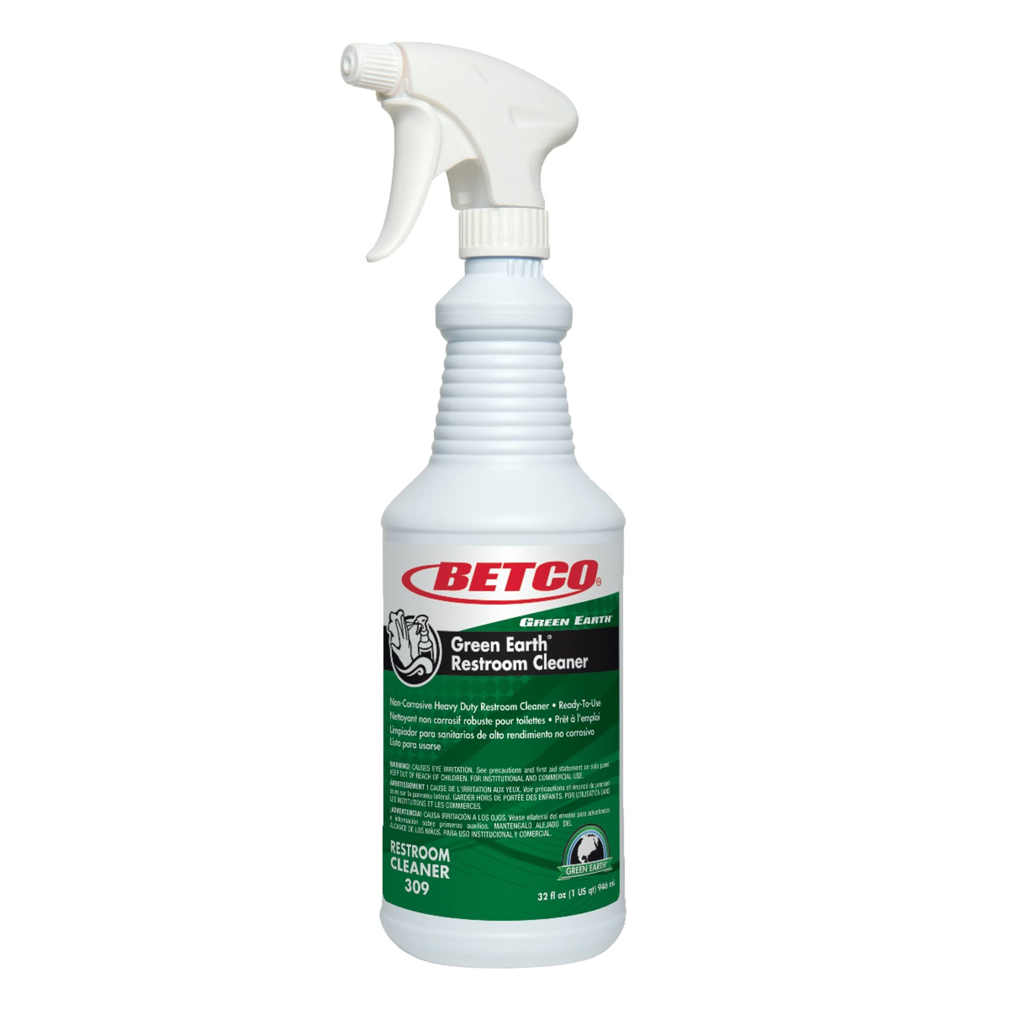 Betco® Green Earth® Ready-to-Use Restroom Cleaner, Mint Scent, 32 Oz Bottle, Case Of 12