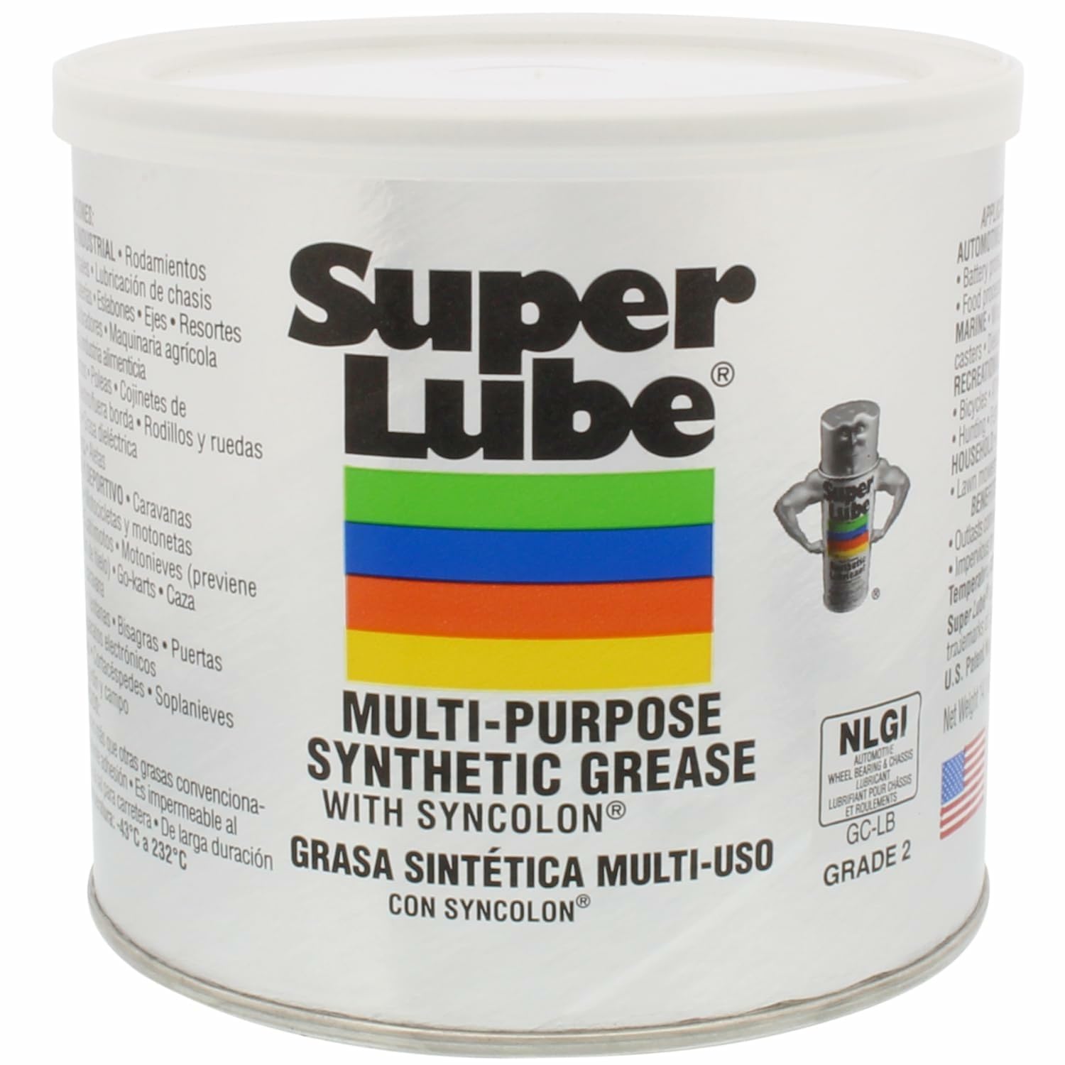 Super Lube 41160 Synthetic Grease (NLGI 2), 14.1 oz Canister, Translucent White by Super Lube