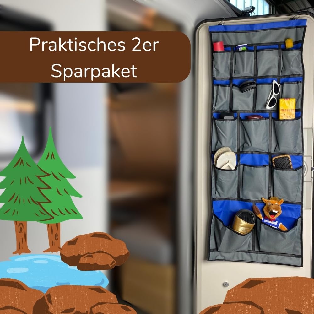 GarPet 2er Set Hängeorganizer Camping Schrank Wohnmobil Zubehör innen Organizer hängend Organizer Wohnwagen Vorzelt Camping Hängetasche Auto & Motorrad