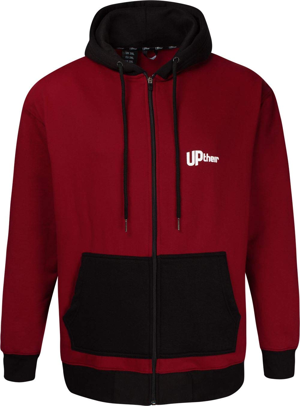Uptheir Men's Nail Full Zip Hoody - Red Black (UK, Alpha, XL, Regular, Regular)