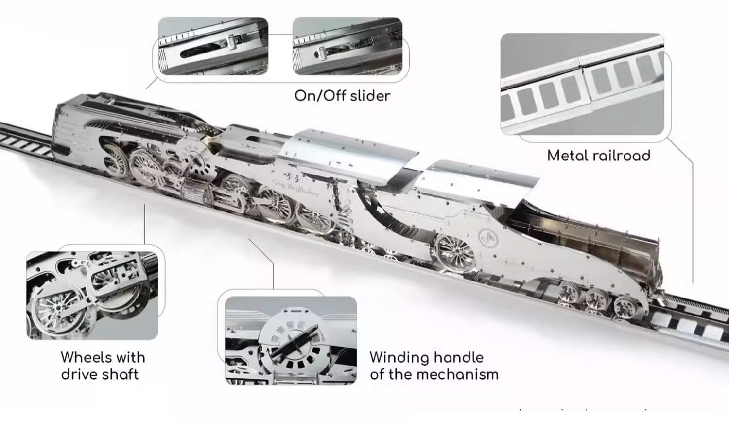 Metalowe puzzle 3D dla dorosłych, zestaw modeli do składania mechanicznego pociągu metalowego, układanka do samodzielnego montażu, łamigłówka, idealny wystrój pokoju i prezent do wyboru. 256 szt.