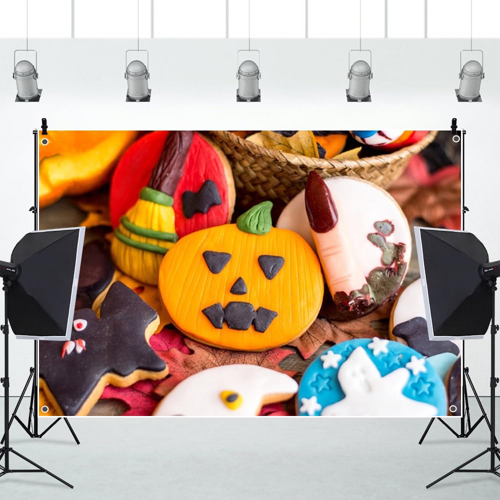 Amazon | Qinunipoto ハロウィン 布 1.5x1 ハロウィンキャンディ背景布