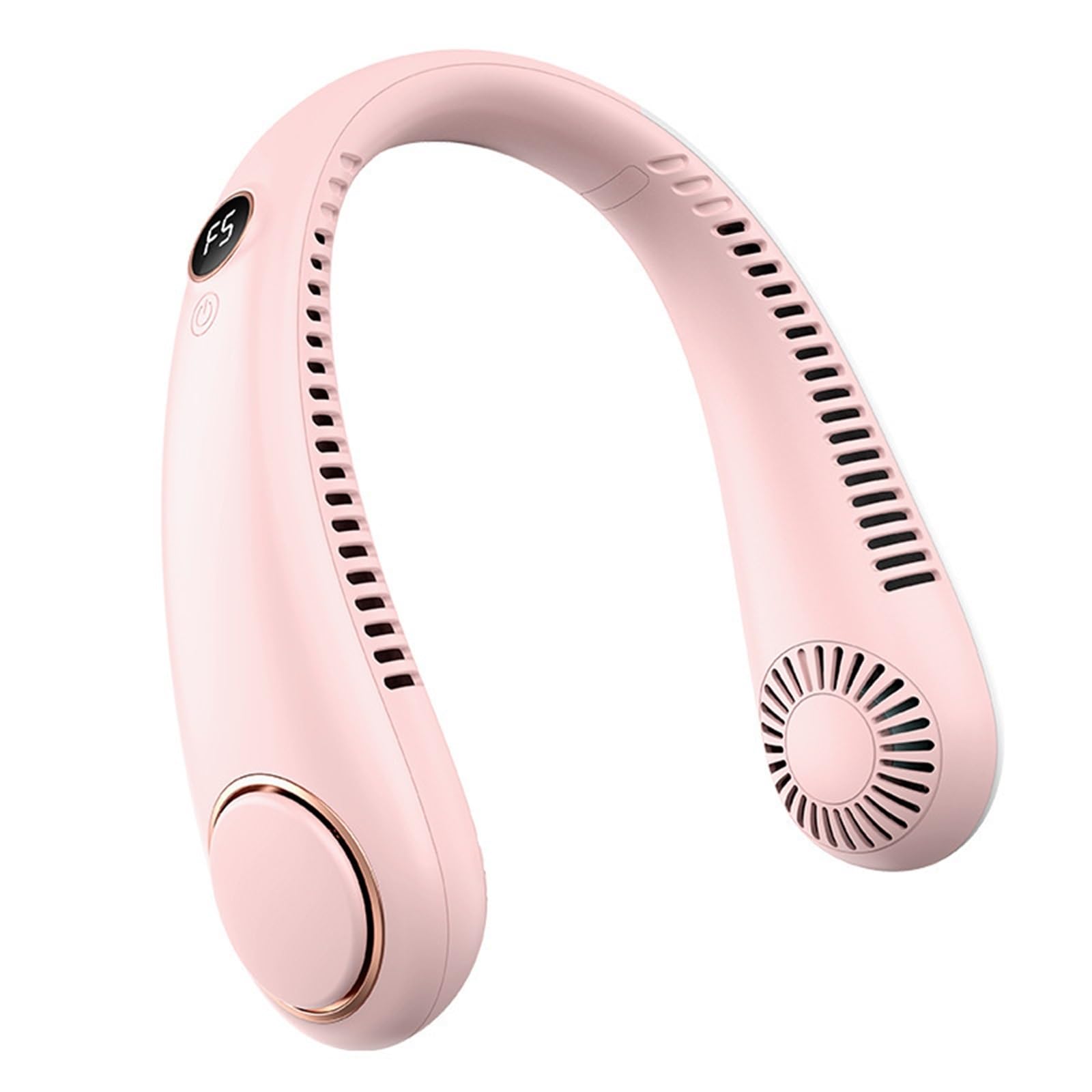 UDPOIUYT Wearable Cooling Fan, Mini Neck Mounted Fan Bladeless USB Air Cooler Multicolor 5 Speed(Pink)