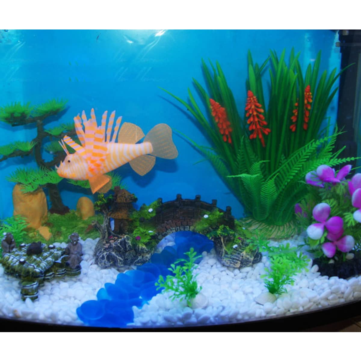 Decorazioni per Acquari Ornamento Tematico per Acquario con Ponte Paesaggistico in Resina per Piccoli Pesci Gamberetti Giochi per Acquari,19cmx8.5cmx7cm