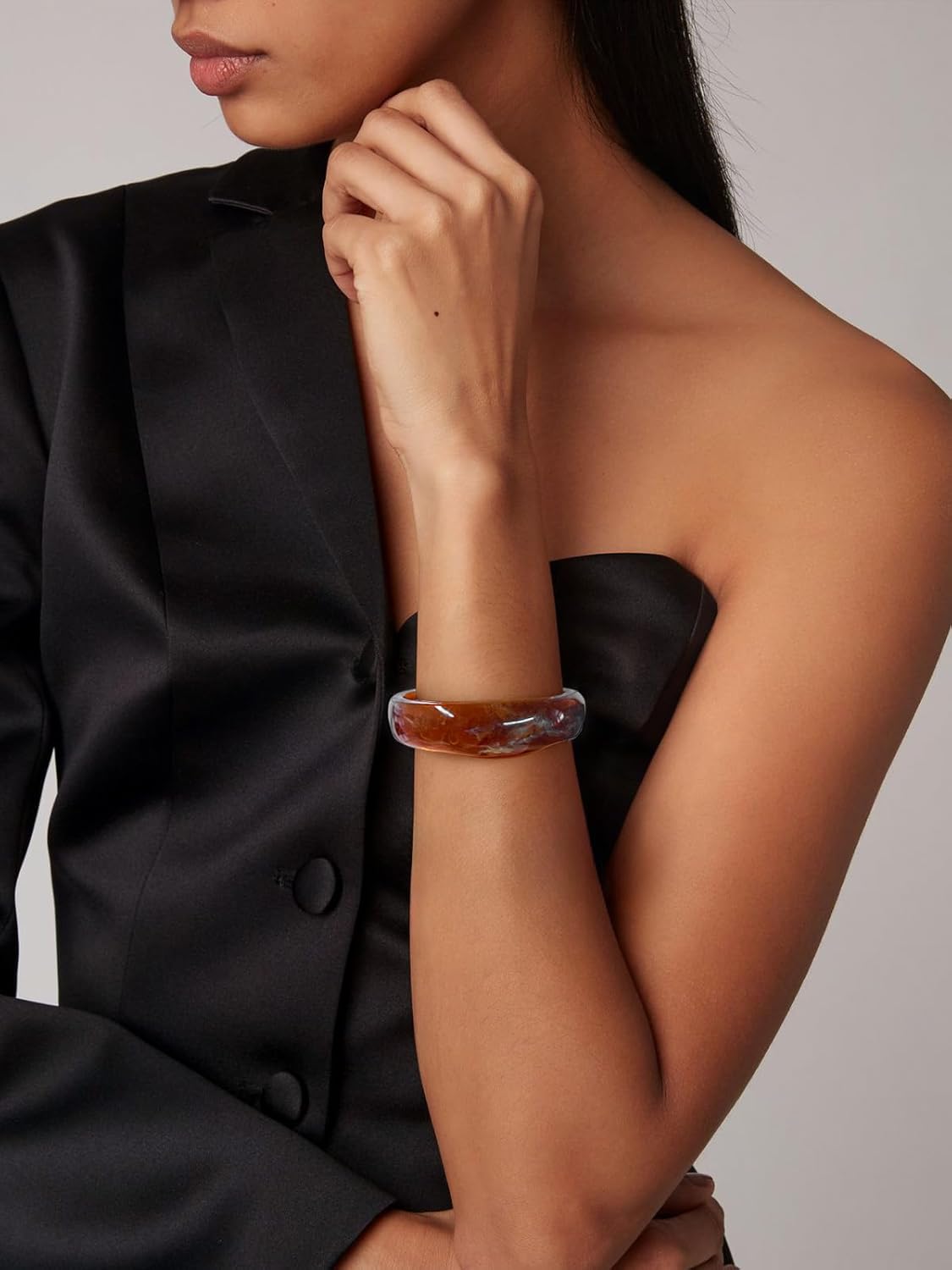 Chunky Acrylic Bangles Bracelets For Women Geometric Acrylic Resin Acetate Mottled Wide Bangle Bracelet Statement Colorful Bangles for Party - Image 2