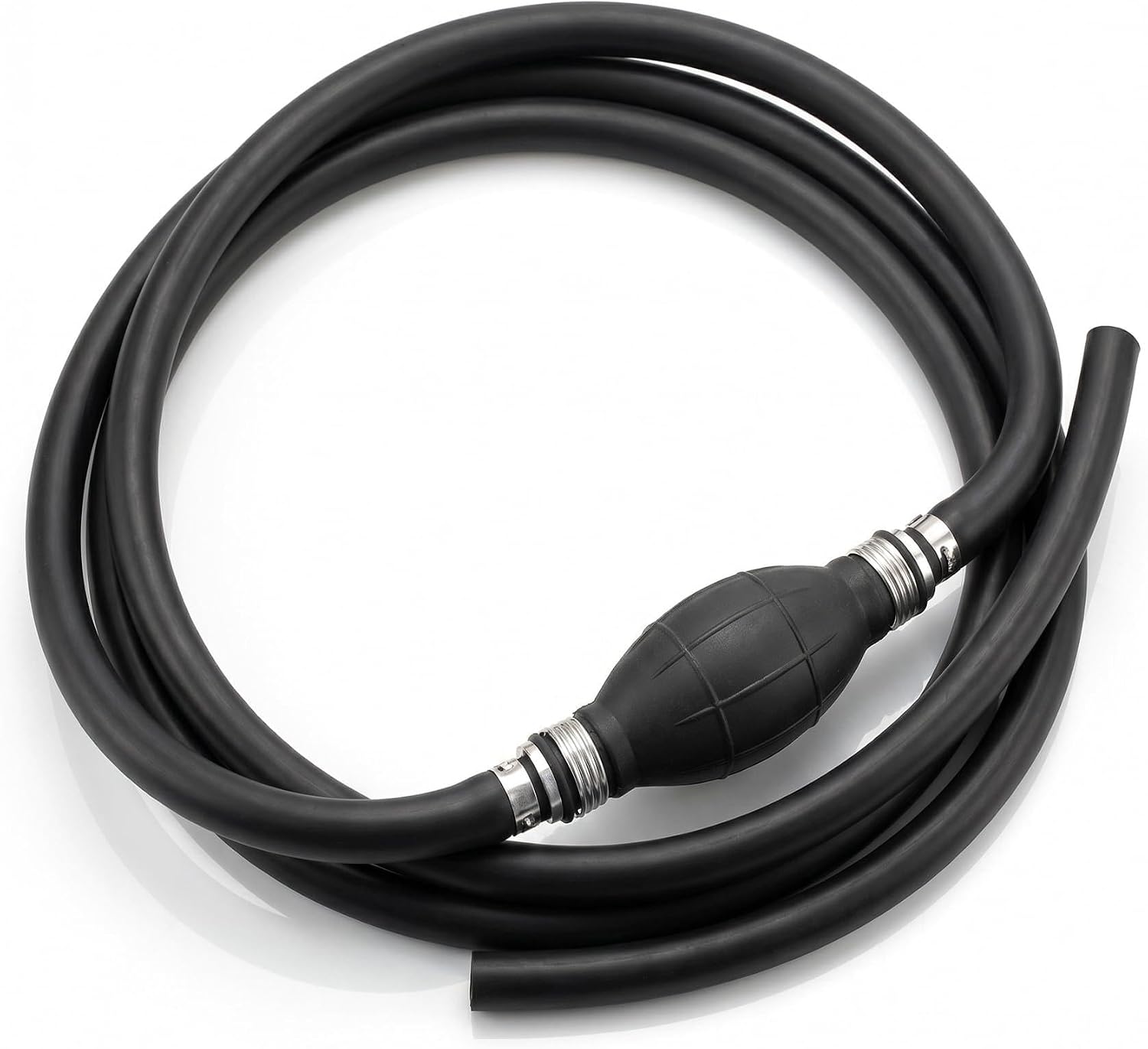 5/16 Inch Fuel Line Assembly, 7 Ft Rubber Boat Fuel Line with Primer Bulb, Universal Marine Fuel Line with Outboard Motor, Tractor, RV (Black)