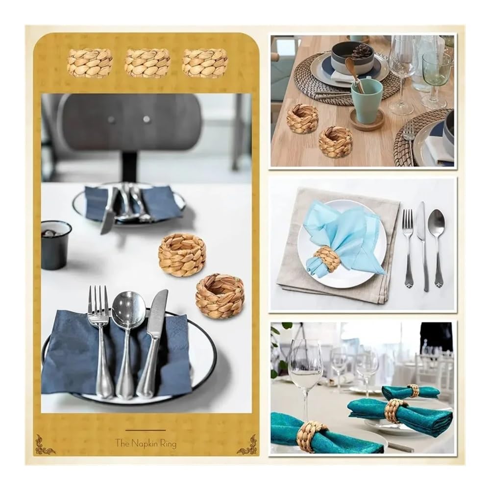 Runde Serviettenringe, handgewebt, Brunnenkresse, Serviettenringe, Ostern, Erntedankfest, Weihnachten, Tischdekorationen (Braun, 12 Stück)