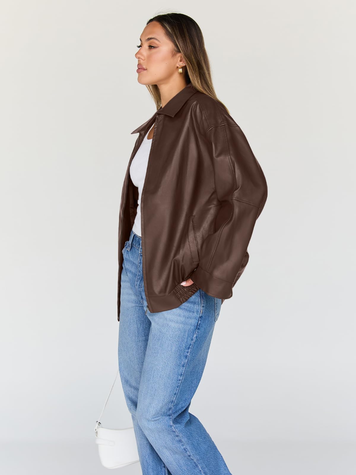 Trendy Queen kurtka skórzana oversize dla kobiet Kobiety Eztrd279