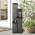 BBabe Modern Floor-Standing Water Fountain 39.3” High, Indoor Outdoor Water Fountain with Lights for Home, Garden, Patio Decor