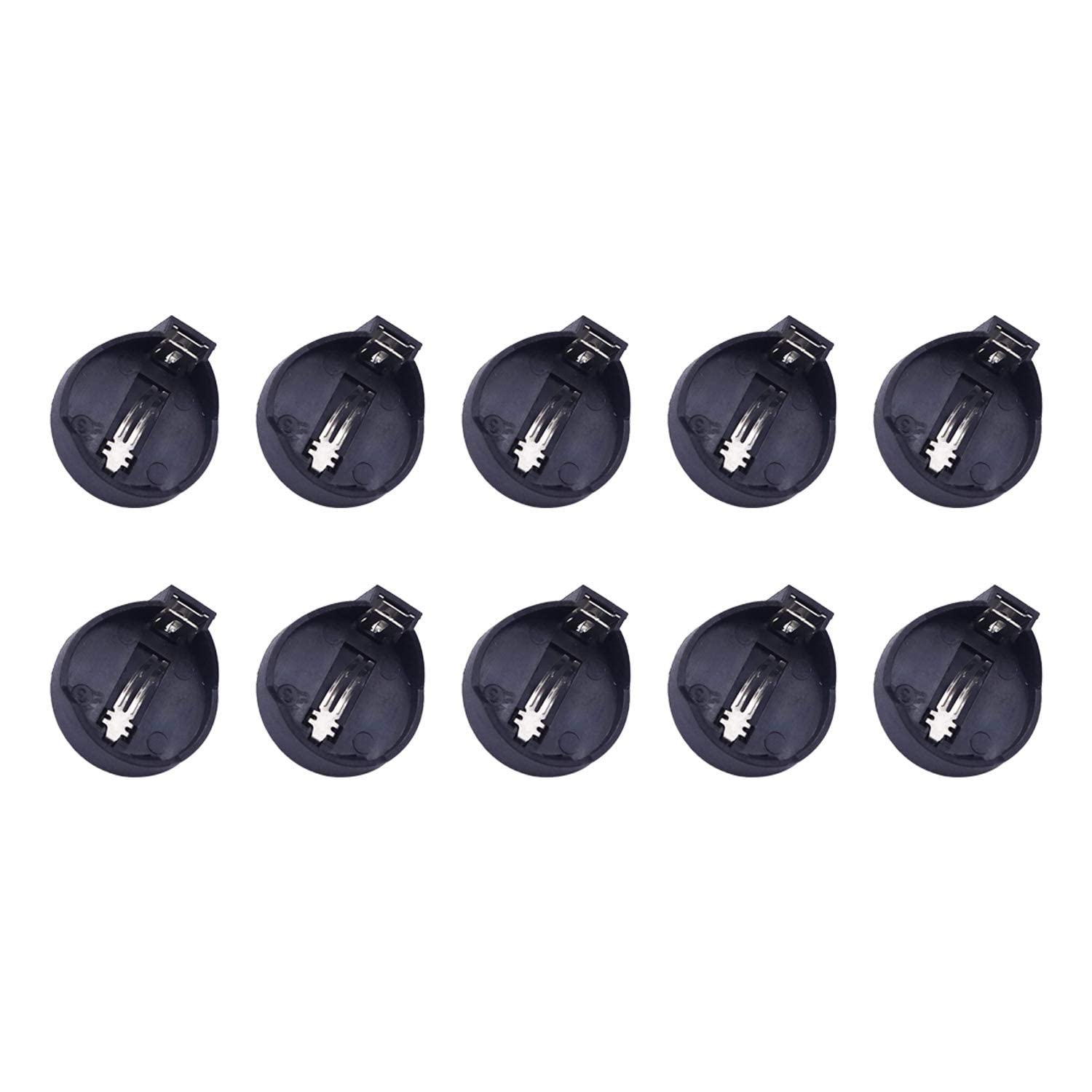 CR2032 Coin Cell Battery Holder, 3V Button Cell Socket Case, Black Plastic with Metal Contacts, Pack of 10 (20)-image-43
