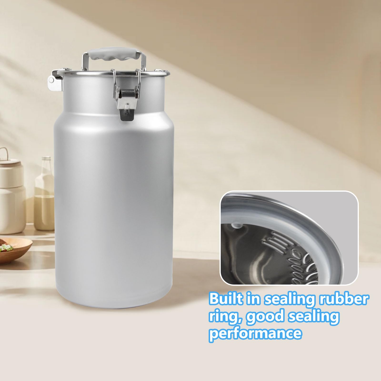 Lata De Leche con Tapa, Tarro Portátil De Acero Inoxidable para Conservar Alimentos, Cubo para Guardar Arroz Jarra De Almacenamiento para Cereales, Harina Y Café En Grano,7L 17 × 30 cm
