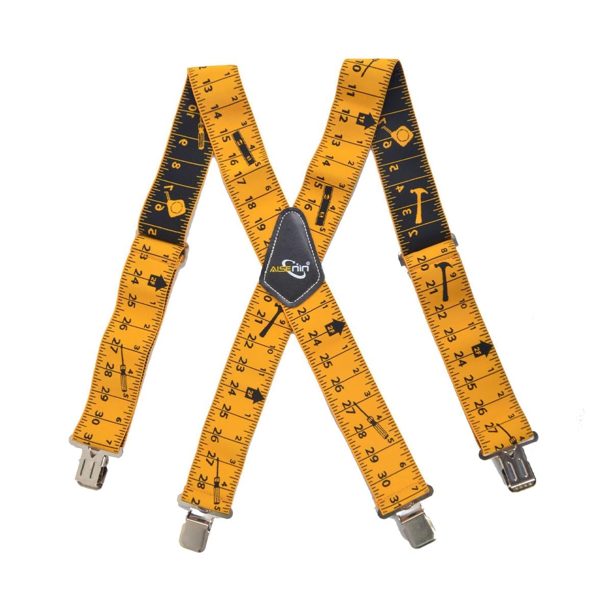 Heavy Duty Braces Work Tool Belt Suspenders X Shape Adjustable Straps with 4PCS Strong Clips