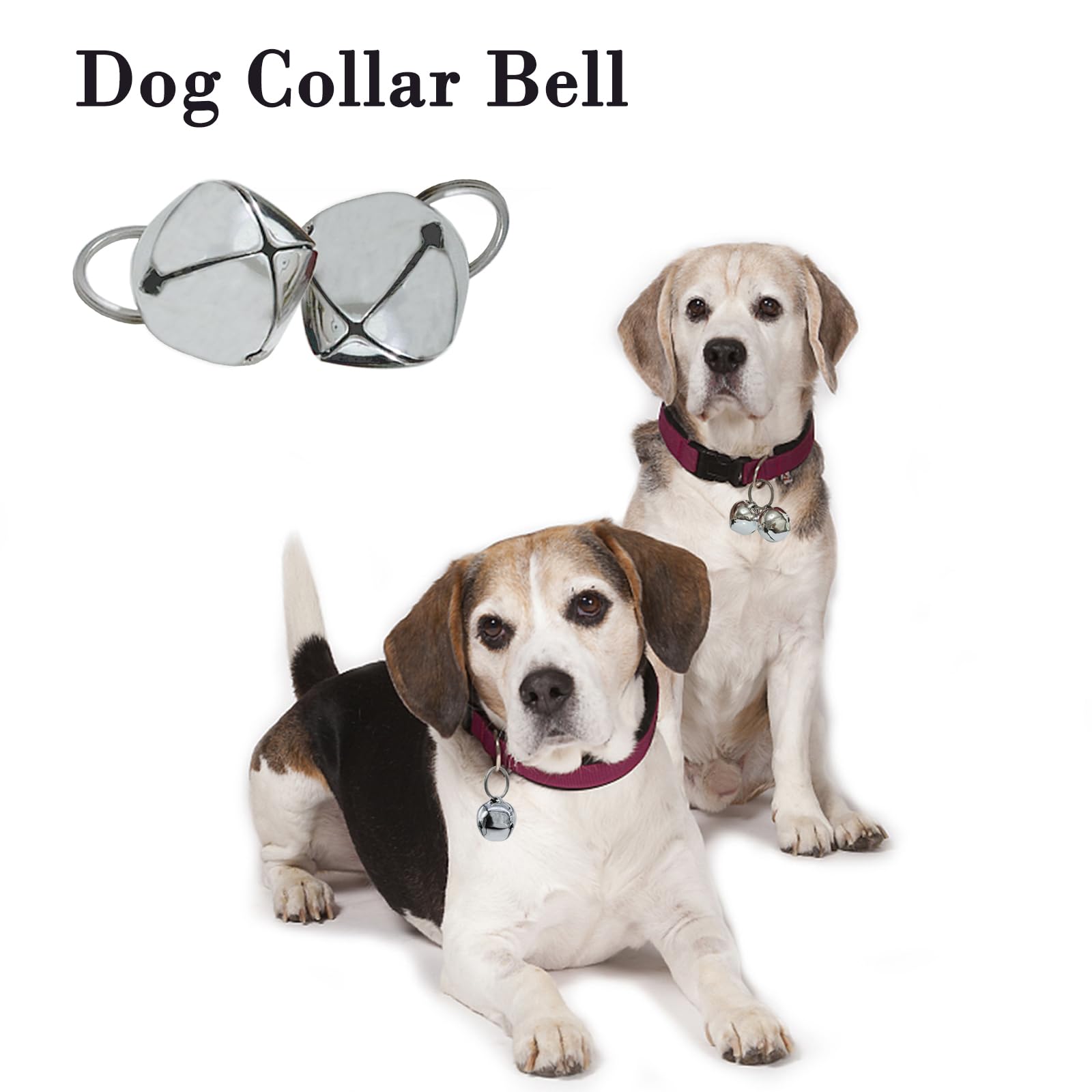 Bear Bells For Dogs 2-Pack Extra Loud Dog Collar Bells - Anti-Loss Pet Tracker For Hiking & Walking (Silver) Dog Bell Collar