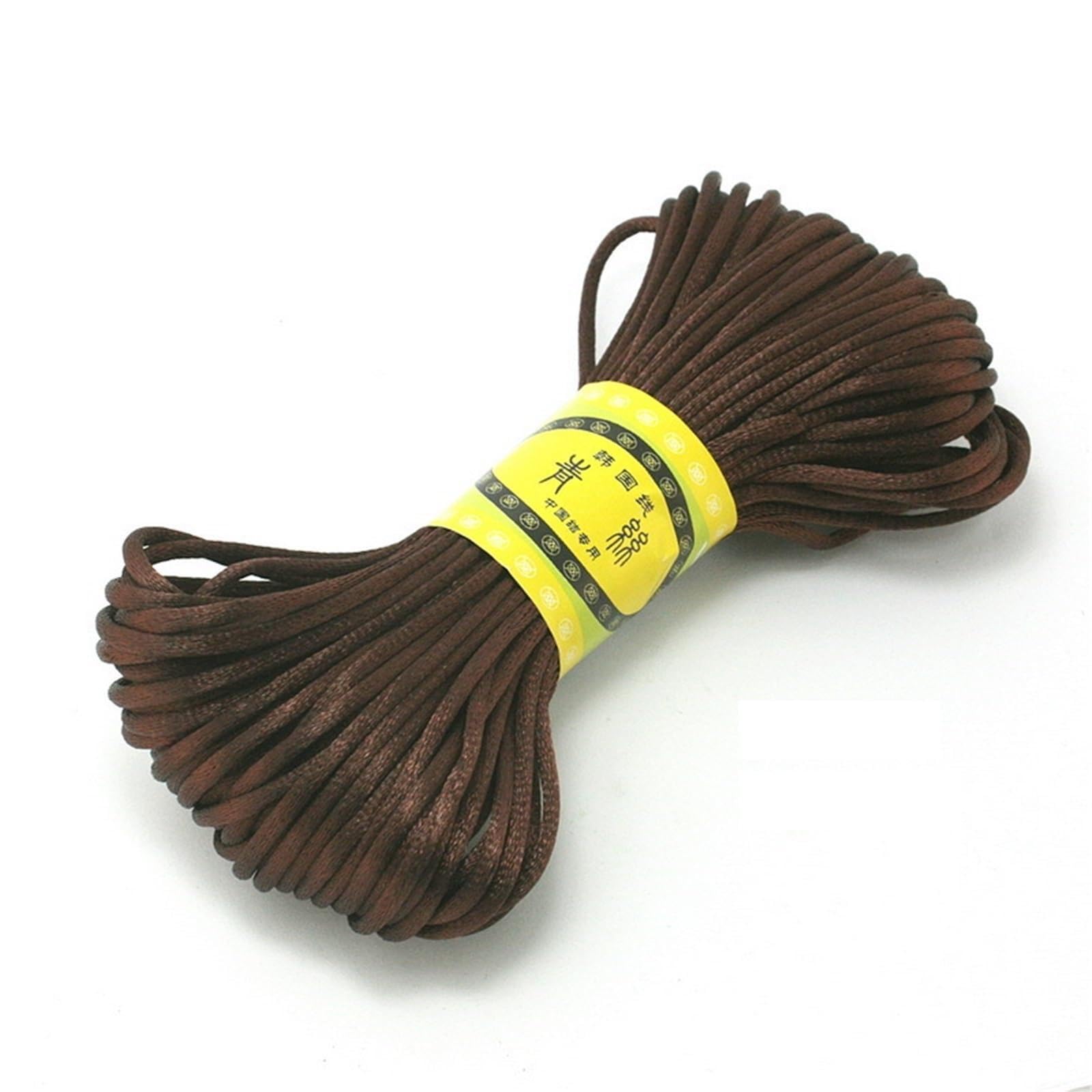 Nylon Cord Thread 10pcs 2.5mm 20Meters Soft Satin Rattail Silk Nylon Macrame Cord Kumihimo String for Making Bracelet, Necklace, Chinese Knot(Brown)