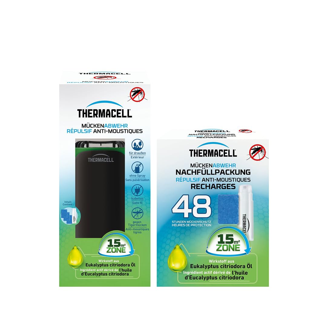 THERMACELL Diffuseur Répulsif Anti Moustiques - 15m² - 60h - Noir