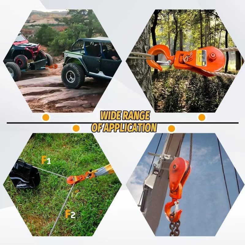 2 Ton Snatch Block with Hook, 3" Sheave for 3/8" Inch Wire Rope, Snatch Block Pulley for Tow Truck Rollback Wrecker Hauler, Winch Pulley Winch Accessories (2PCS) - Image 6