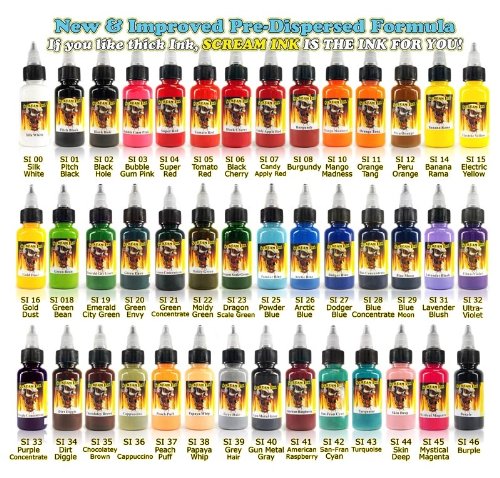 Scream Tattoo Ink 43-pack Set 1-oz Bottles -Tattoo Supplies-